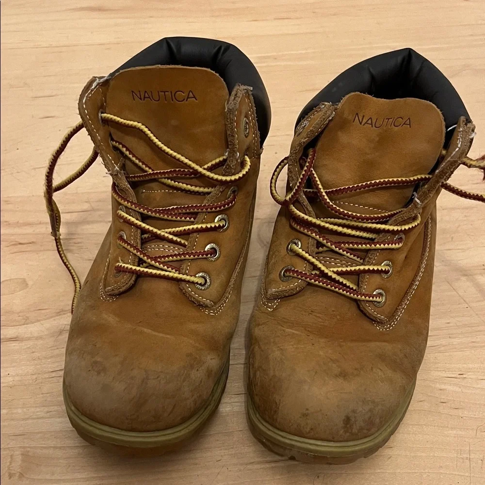 Nautica Tan Leather Boot with Yellow Accents